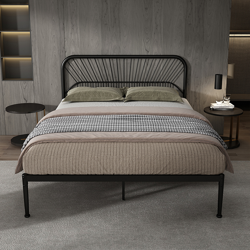 Modern Style Metal Frame Storage Panel Bed with Rectangular Headboard Shape - image 12
