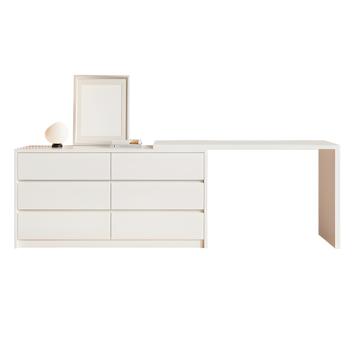 Contemporary White Wood Rectangle Top Make-up Vanity with Lighted Mirror