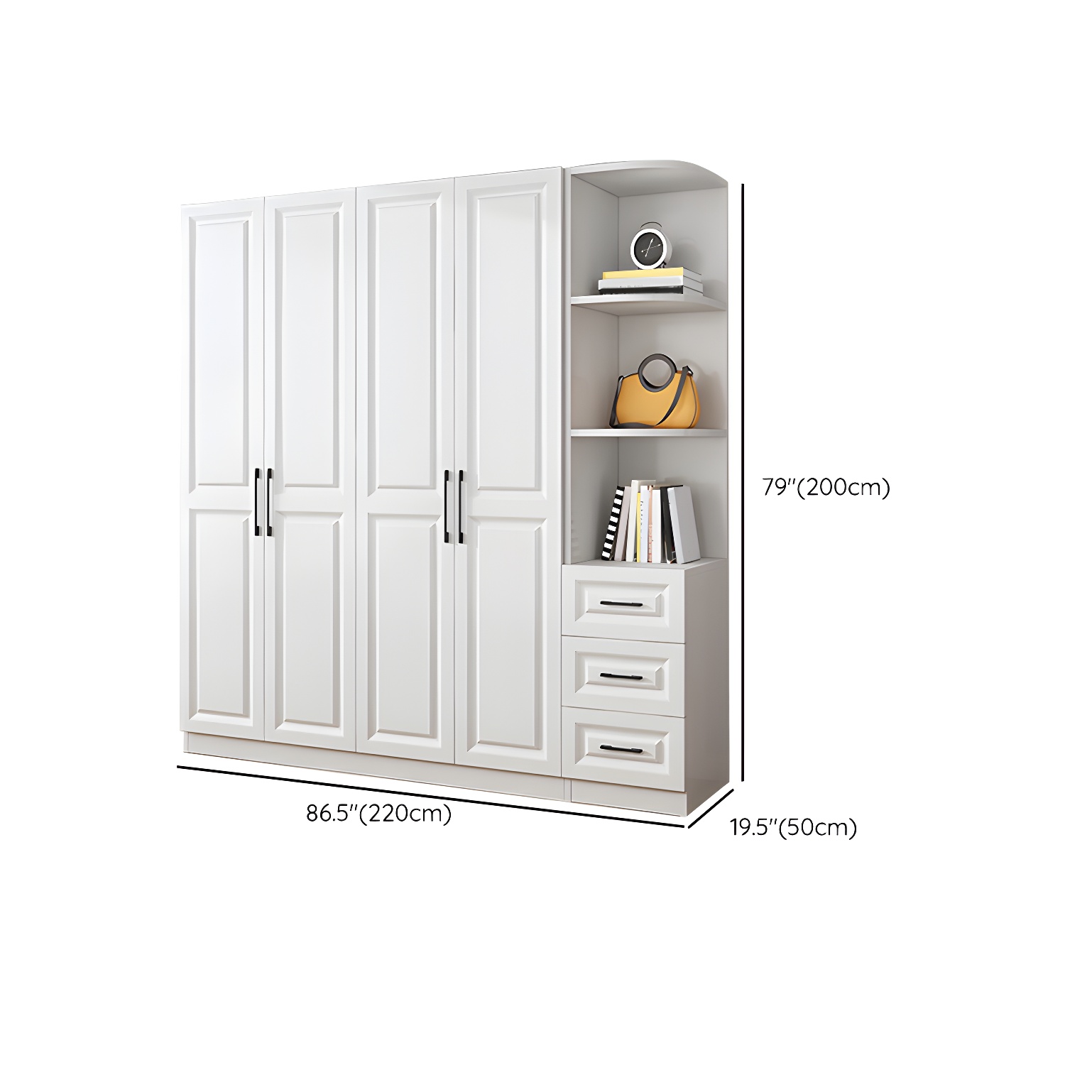 Modern White Wood Wardrobe Armoire with Shelves & Clothing Rod - Spacious and Stylish - image 29