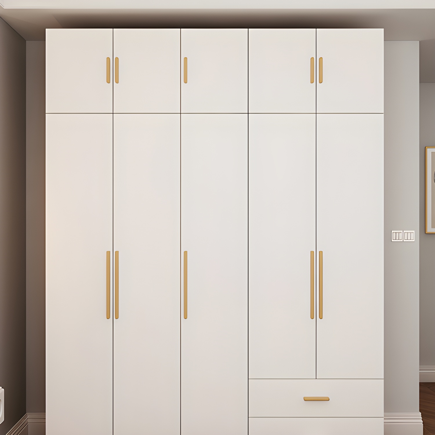 Contemporary Style Wardrobe Wooden Bedroom Closet with Hinged Door - image 14