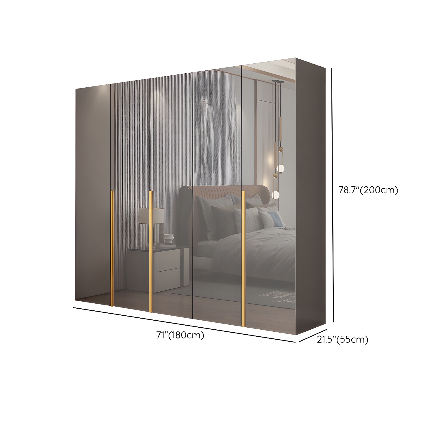 Bedroom Modern Storage Armoire Wooden Wardrobe Cabinet with Garment Rod - image 19