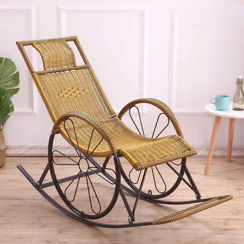 Ergonomic Wicker Front Porch Rocking Chairs with Rear Back, Stationary - image 6