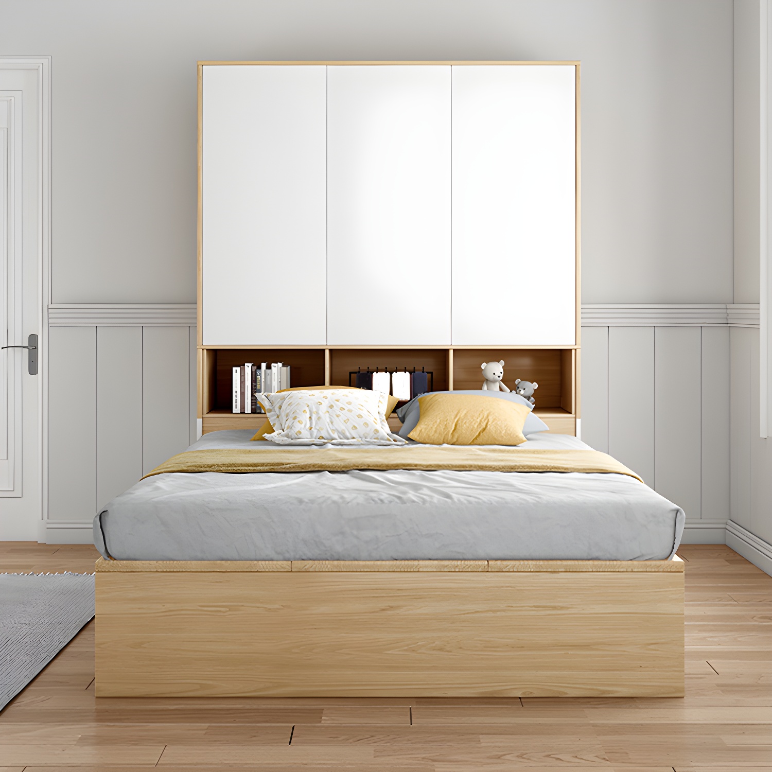 Modern Wood Platform Bed Frame Natural No Distressing Bookcase