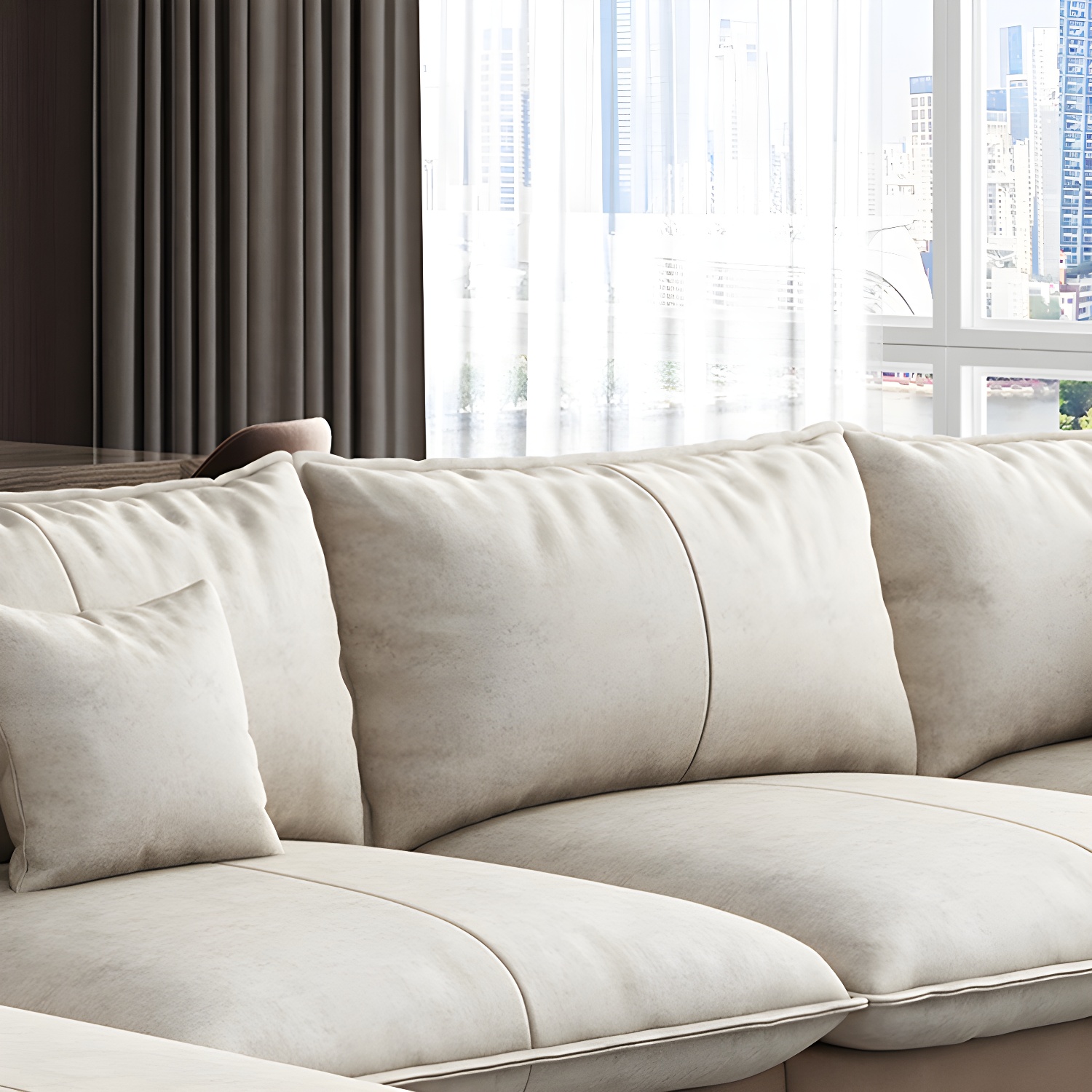 Scandinavian Pillow Back Sectional with Square Arm for Living Room - image 9