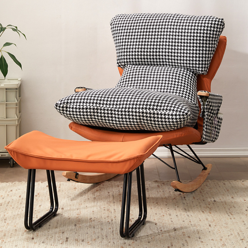 1 Piece Set/2 Piece Set Water Resistant Padded Living Room Rocking Chair in Chalk/Grey/Citrus Color with Upholstered Back and Track Arm in a Simple Style, Ottoman Included/Not Included - image 5