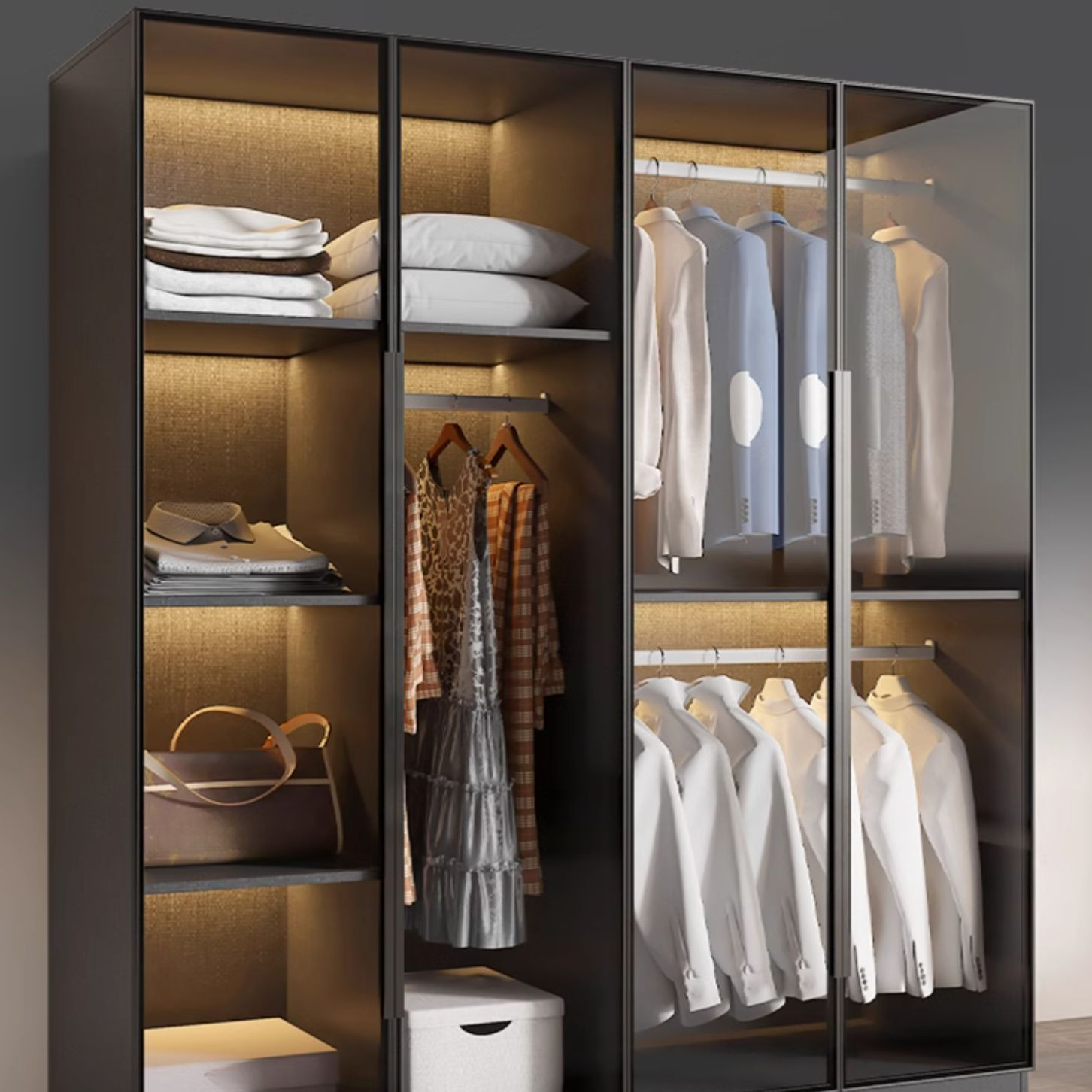 Ink Casual Lumber Wardrobe with Soft Close Door, Interior Shelves, and Hanging Rod - image 11