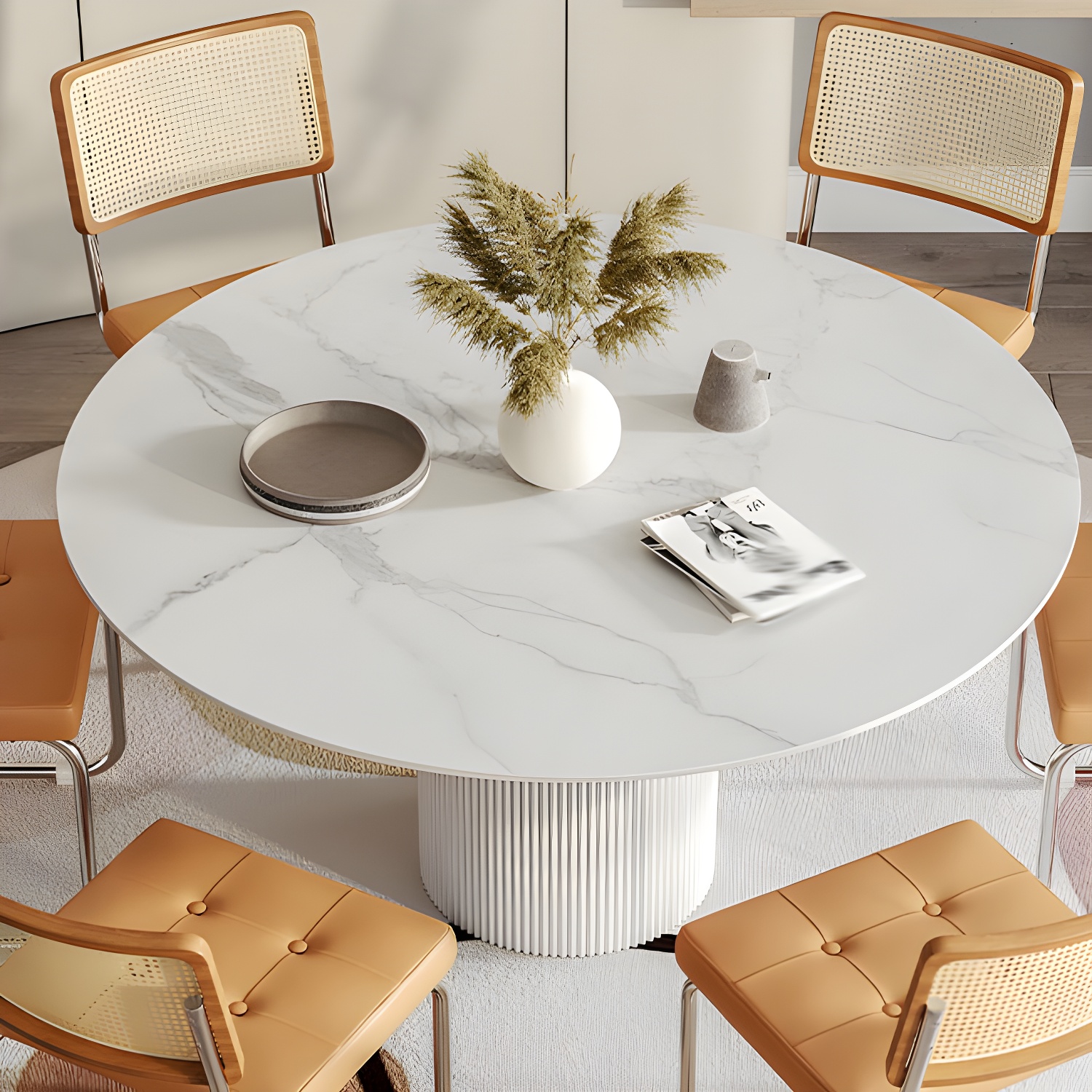 Modern 1/4/5/7 Pieces Dining Set Round Stone Dining Table for Dining Room - image 6