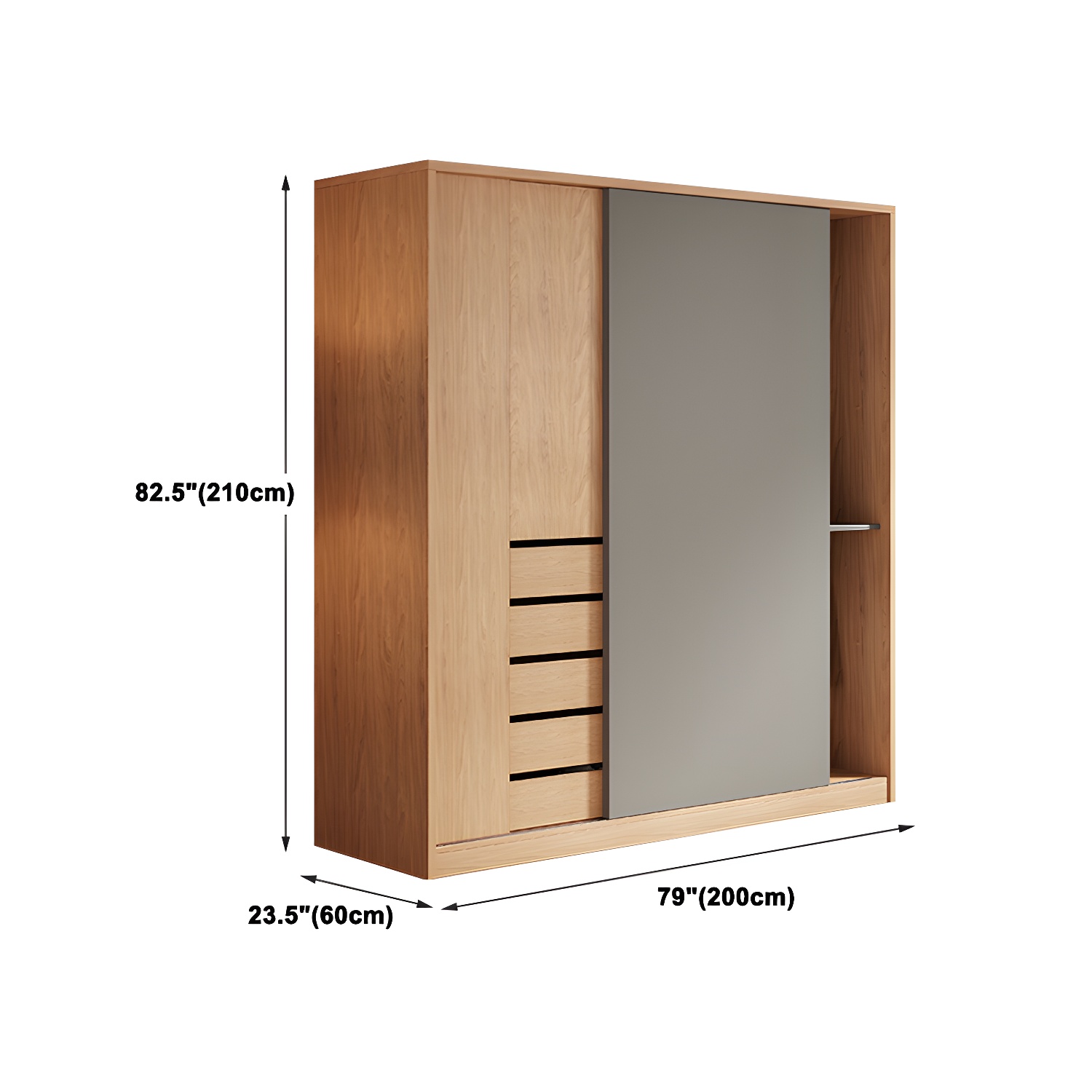 Natural Finish Modern Wardrobe Armoire Solid Wood and Engineered Wood Armoire - image 19