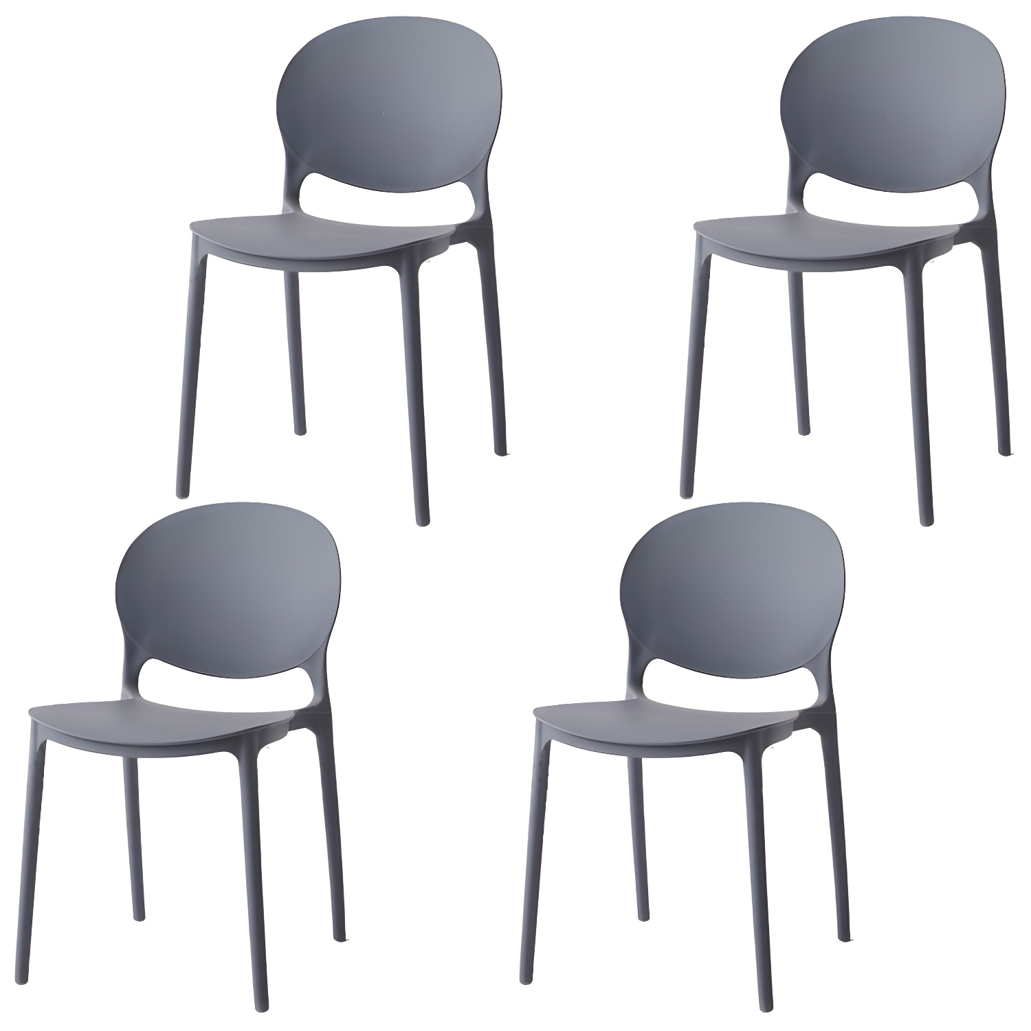 Modern Style Stackable Plastic Chair Open Back Dining Side Chair (Set of 4) - image 6