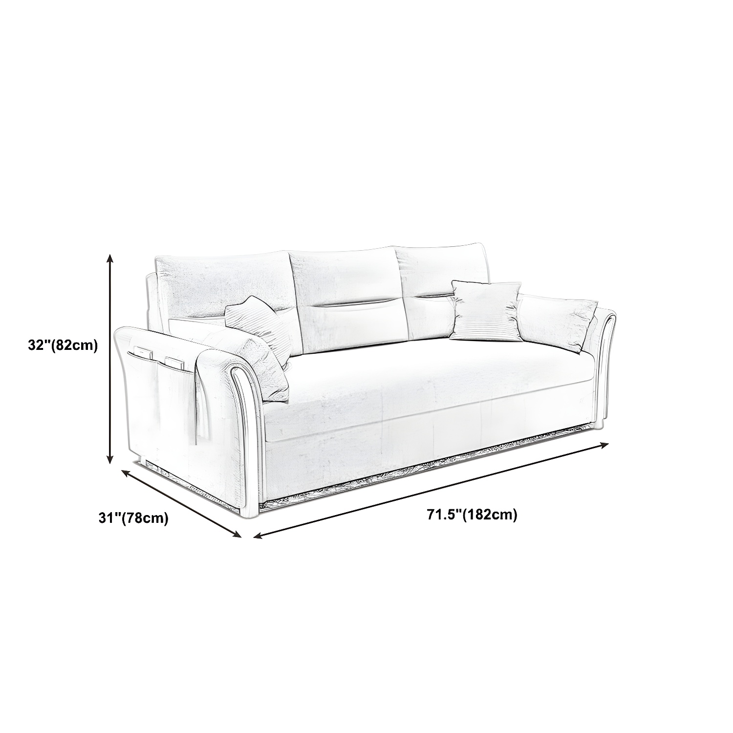 Fabric Sofa Bed Settee Furniture Flared Arm Latex Filled Sofa - image 17