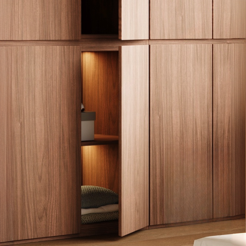 Cocoa Minimalist Natural Wood Wardrobe Closet with Soft Close Drawer, Soft Close Door, Interior Shelves, and Clothing Rod - image 4