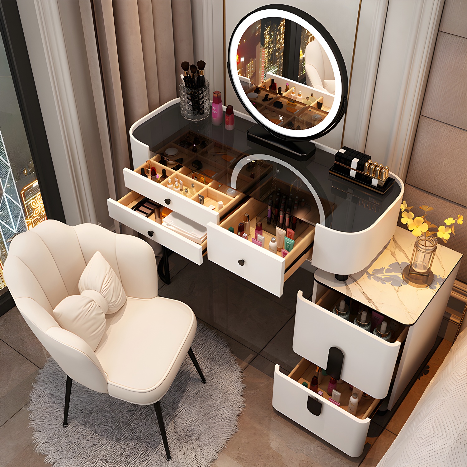 Contemporary Make-up Vanity with 4/5 Drawers,15.75 inch Wide - image 10
