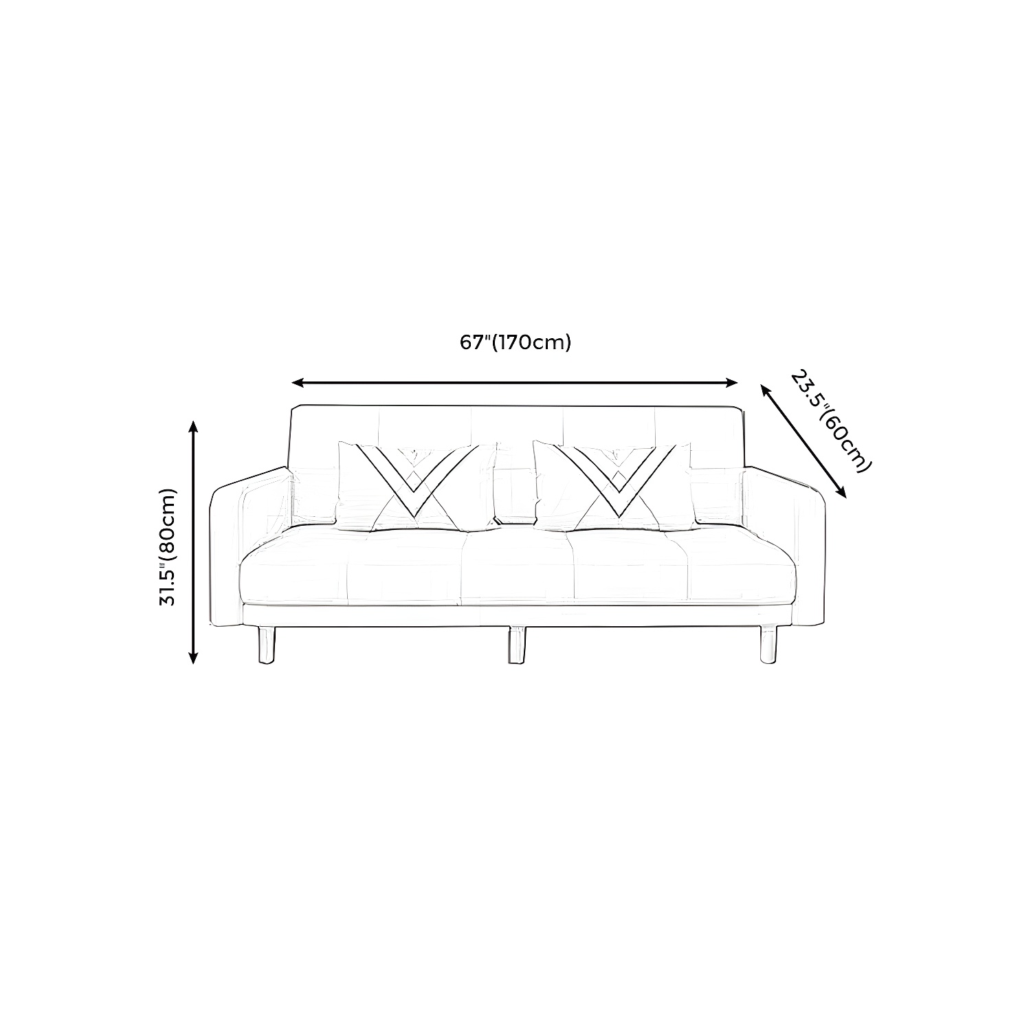 Modern Linen Tufted Sofa Bed 31"H Convertible Sofa with Square Arm - image 17