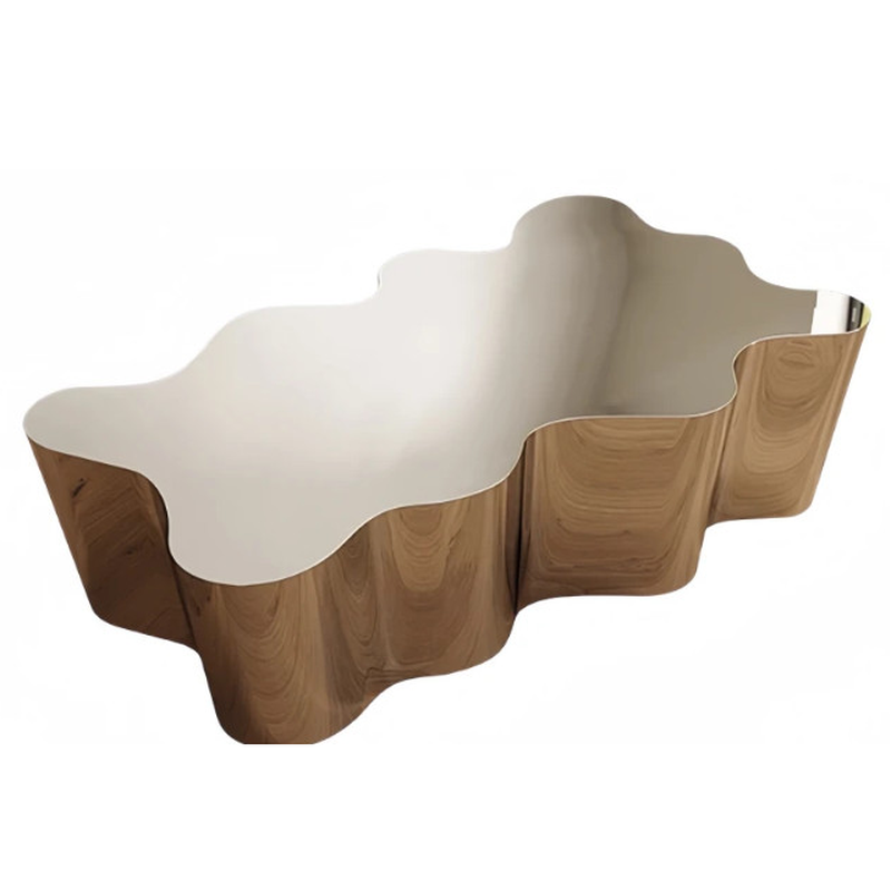 Silver/Polished Brass Alloy Irregular/Rounded Accent Table