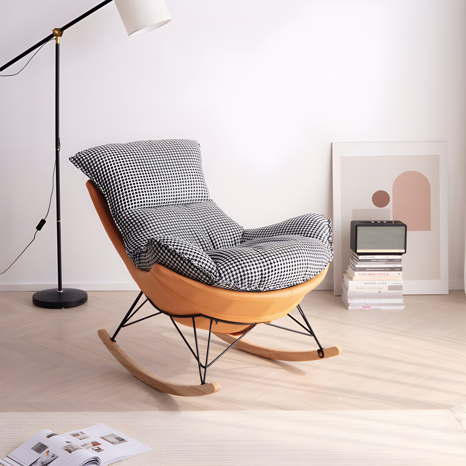 Solid Wood Rocking Chair Modern Rocker Chair with Removable Cushions - image 8