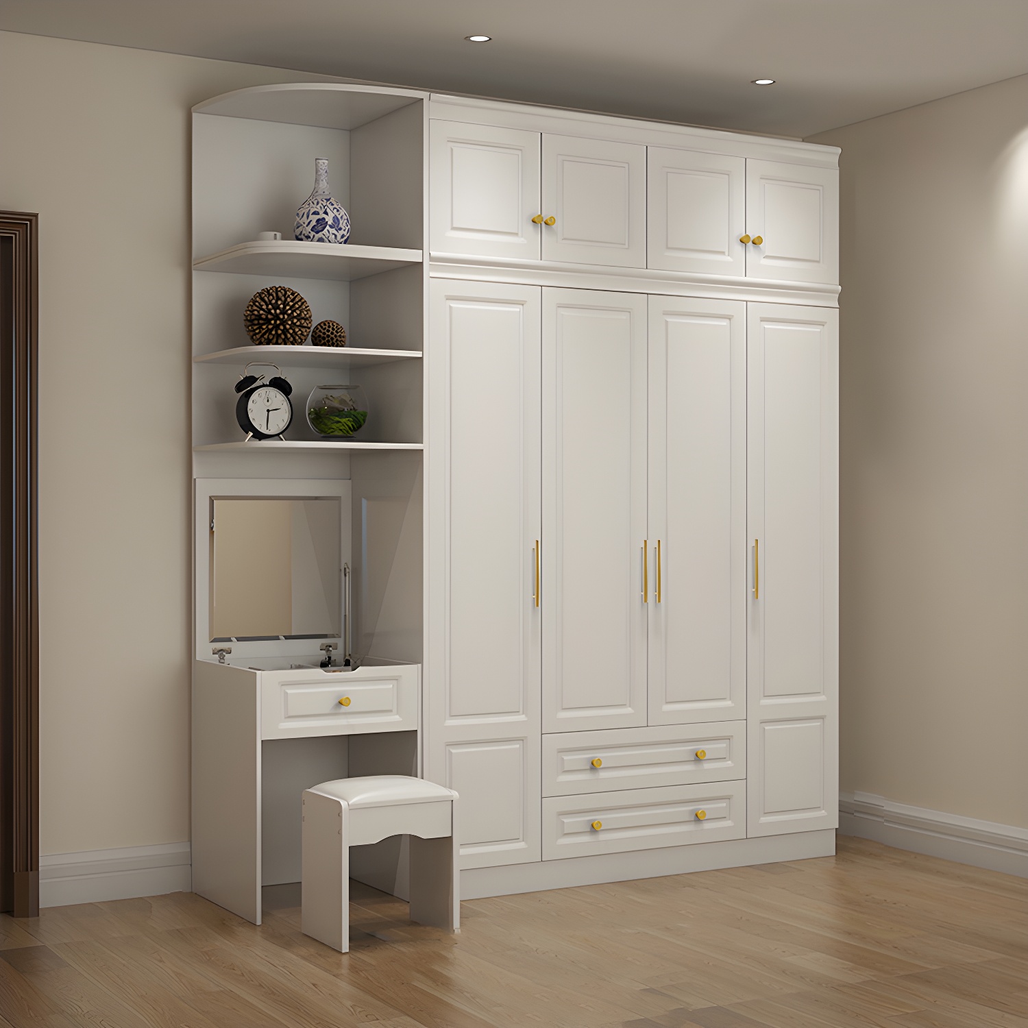 Modern Style Wooden Wardrobe White Colour Soft Close Drawer Wardrobe Closet - image 14