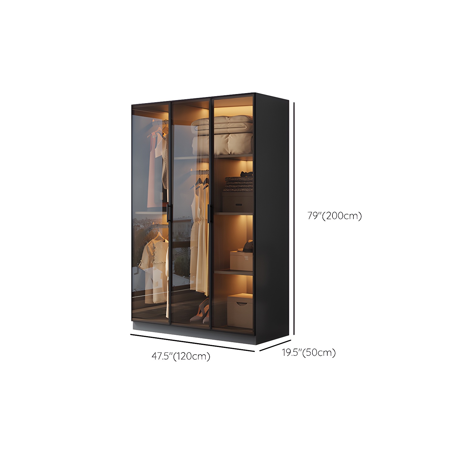 Freestanding Tempered Glass Wardrobe Modern Wardrobe with Garment Rod - image 12