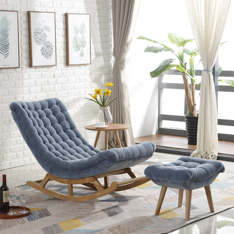 Cocoa/Azure/Olive Green Casual Rocking Chair Couch with Ottoman - image 15