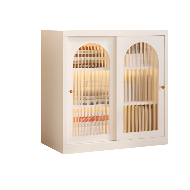 Simple Narrow Iron Countertop Sideboard with Cupboard, Glass Doors, and Changeable Shelf - image 10