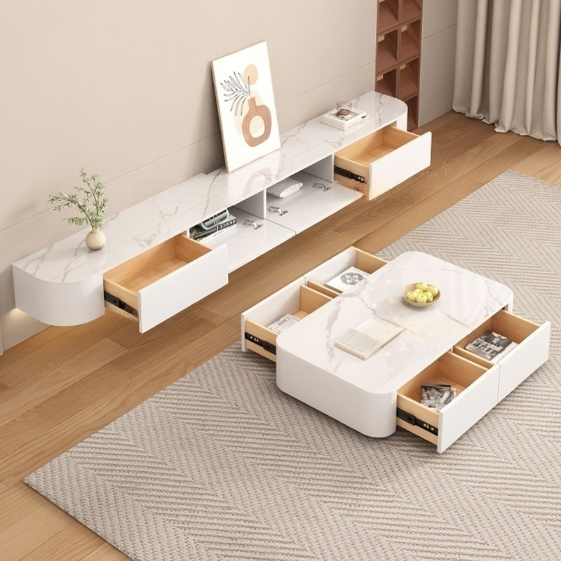 Contemporary Wall Mounted TV Stand with Door Living Room, Gray/White - image 5