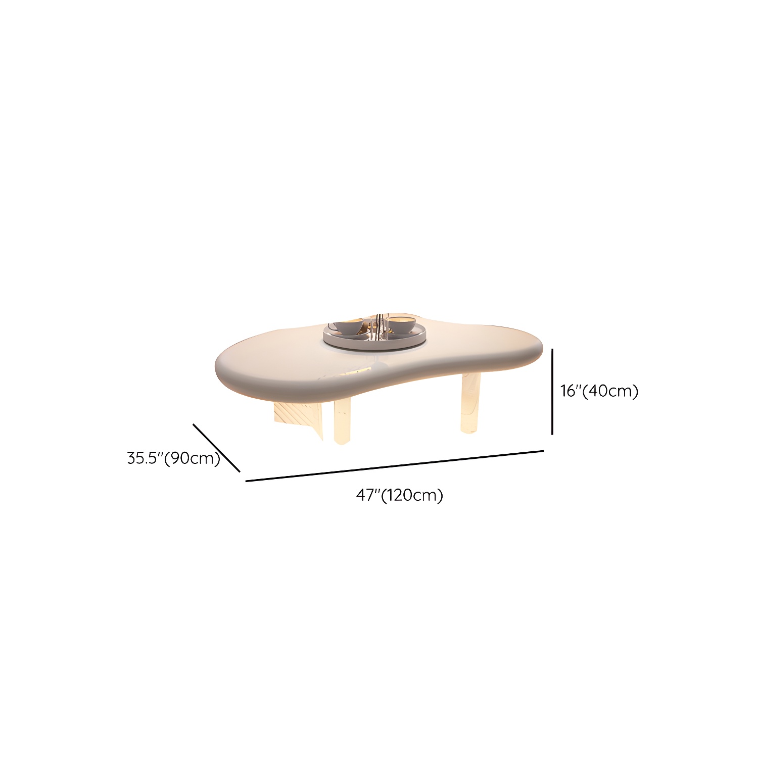 Nordic Irregular Coffee Table in White of 15.7" H with Acrylic Legs - image 20