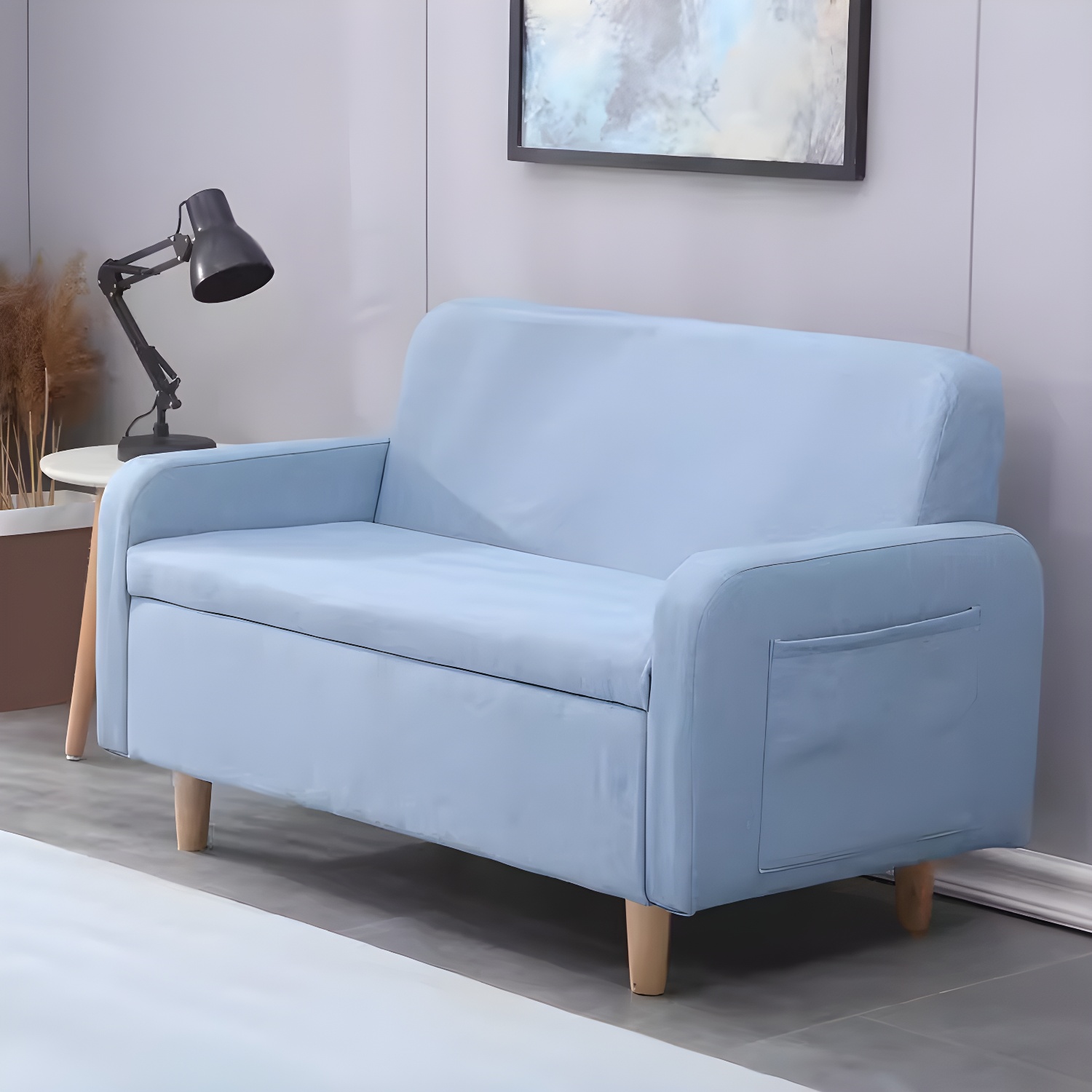 Contemporary Azure/Brown/Magenta Standard Sofa with Hidden Storage