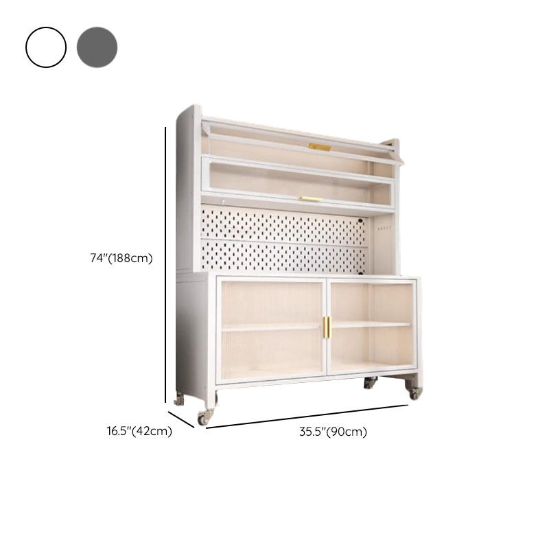 Narrow Steel Countertop Sideboard with Wheels, Cupboard, Changeable Shelf, and 3/4 Doors - image 17