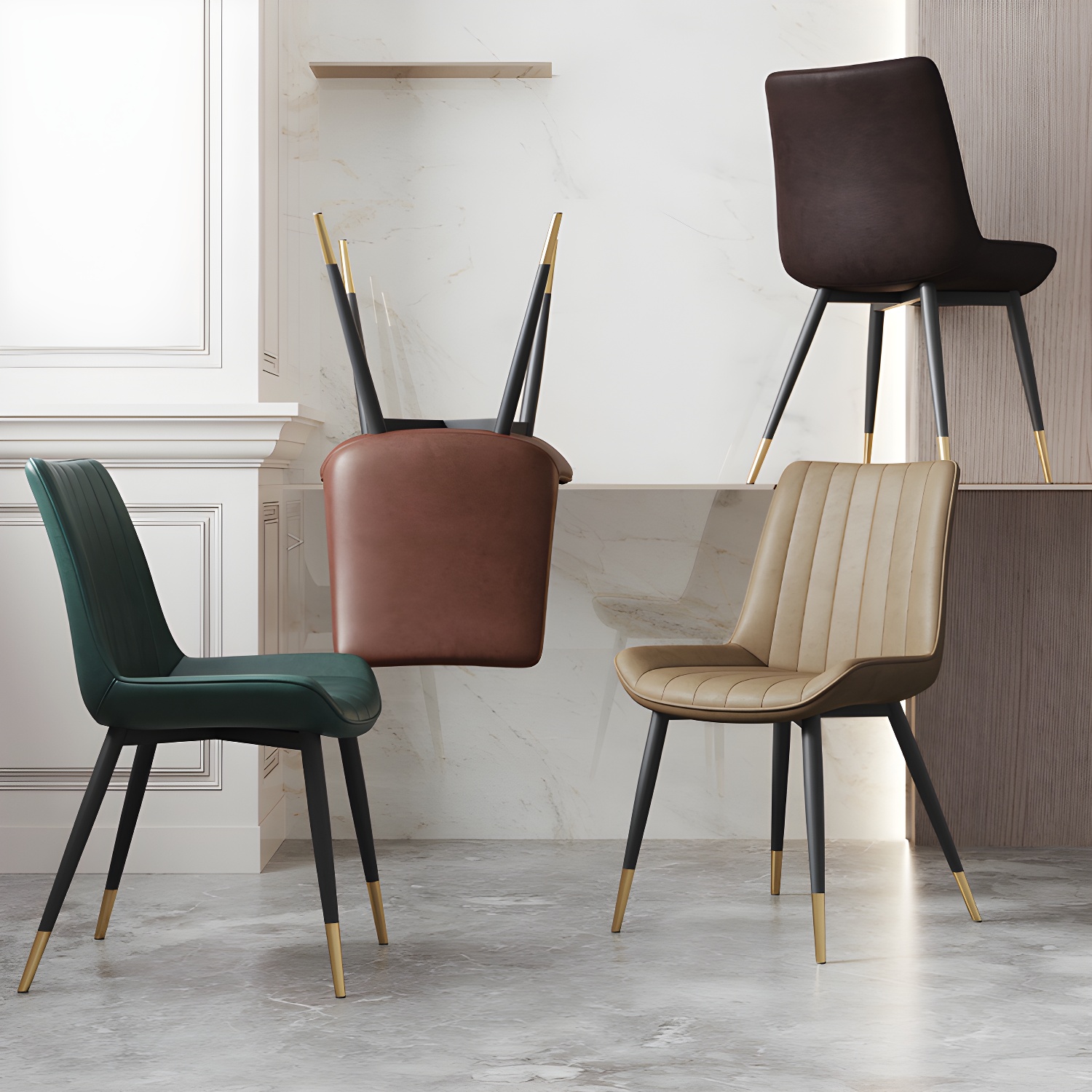 Scandinavian Study Room Leather Side Chair Matte Finish Parsons Dining Chairs - image 17