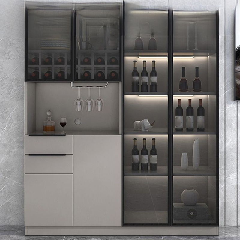 Luxurious Dark Wood Sideboard with Glass Doors and Elegant Stemware Rack - image 6