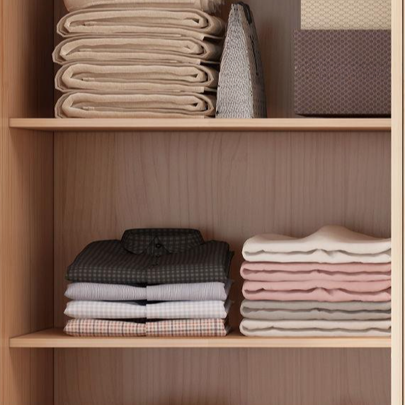 Natural Finish Minimalist Pine Wood Cabinet Armoire with 3-Drawer, Interior Shelves, and Clothing Rod - image 7