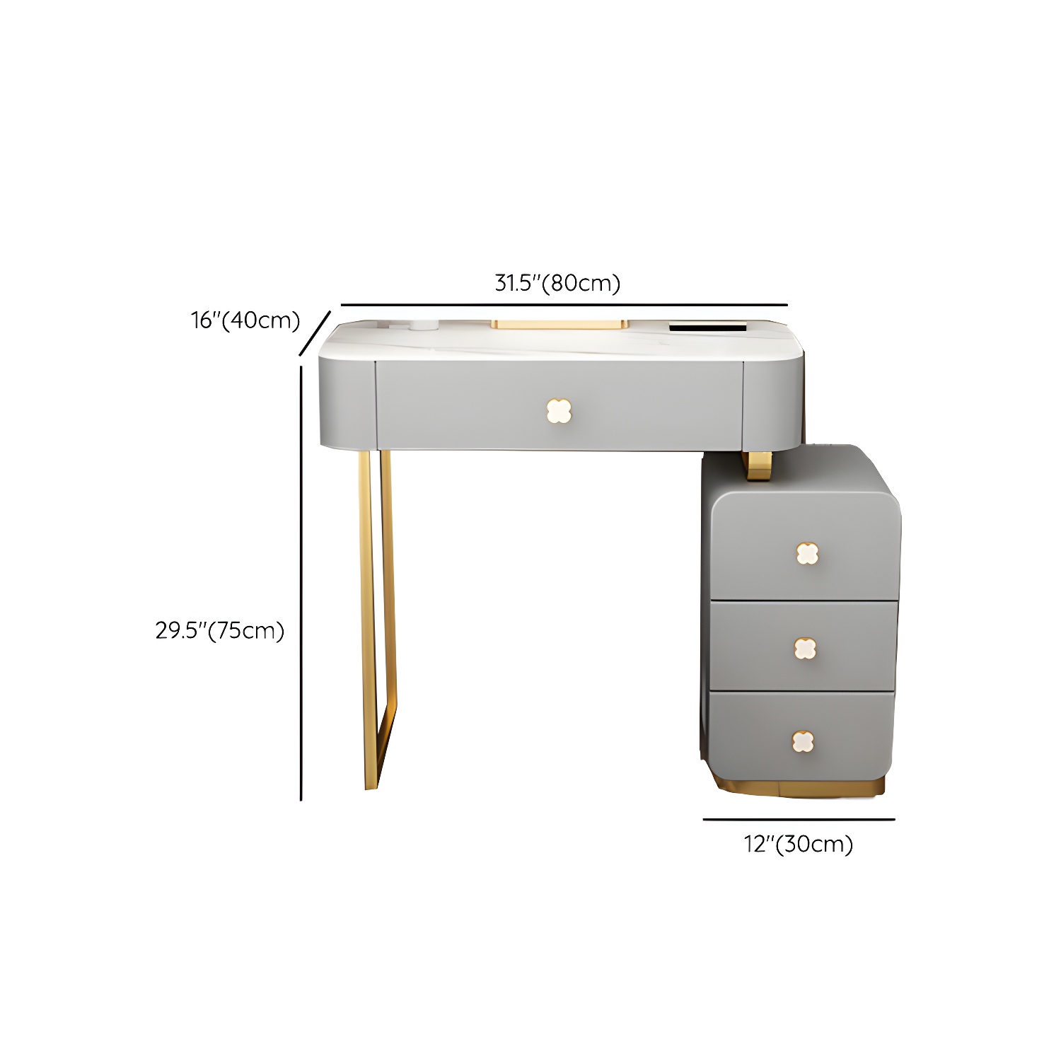 Contemporary Wooden Make-up Vanity with Storage Drawers in Rectangle - image 12