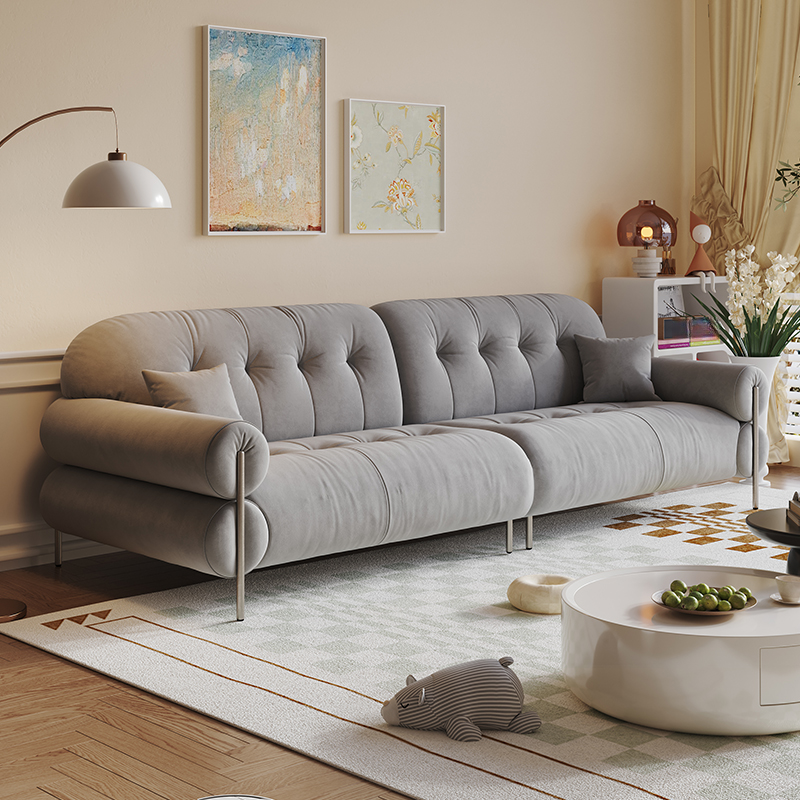 Tear Resistant Standard Sofa with Pu/Flannel Upholstery in Grey/Auburn/Ivory - image 10