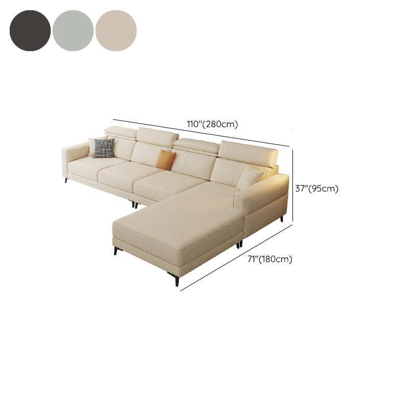 3 Pc Contemporary Modern L-Shape Sofa Chaise in Grey/Cream with Square Arm & Cushion Back - image 18