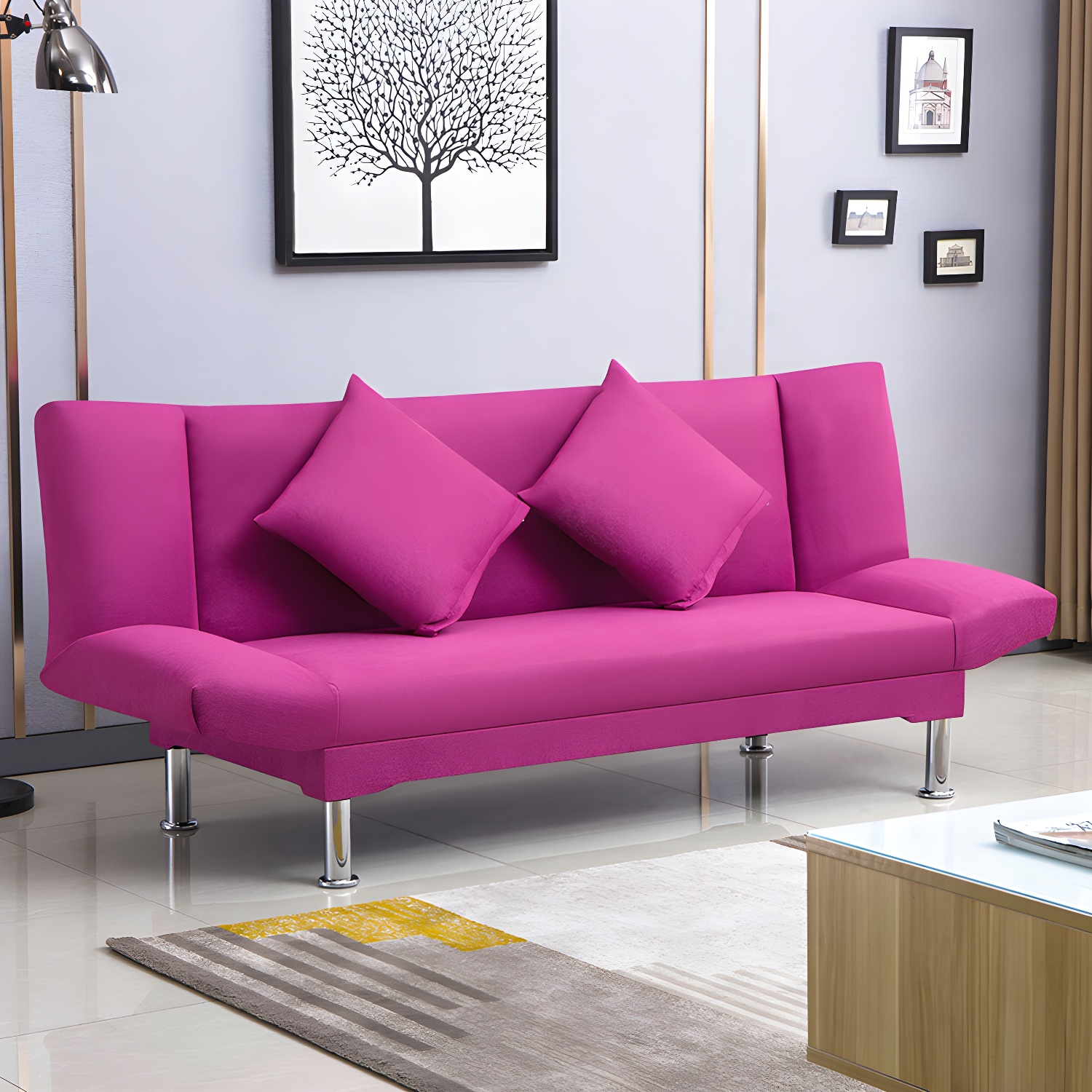 Silver Transitional Modern Tight Back Sofa Bed 29.53"High Armless Sofa Bed - image 40