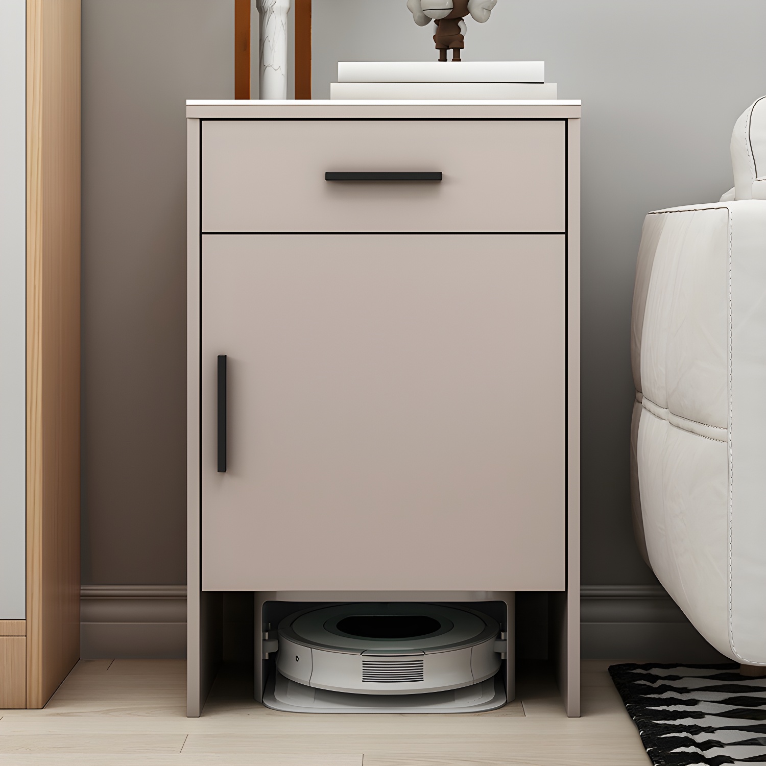 Modern Stone Top Accent Cabinet with Drawer Storage Cabinet 18.9" Long