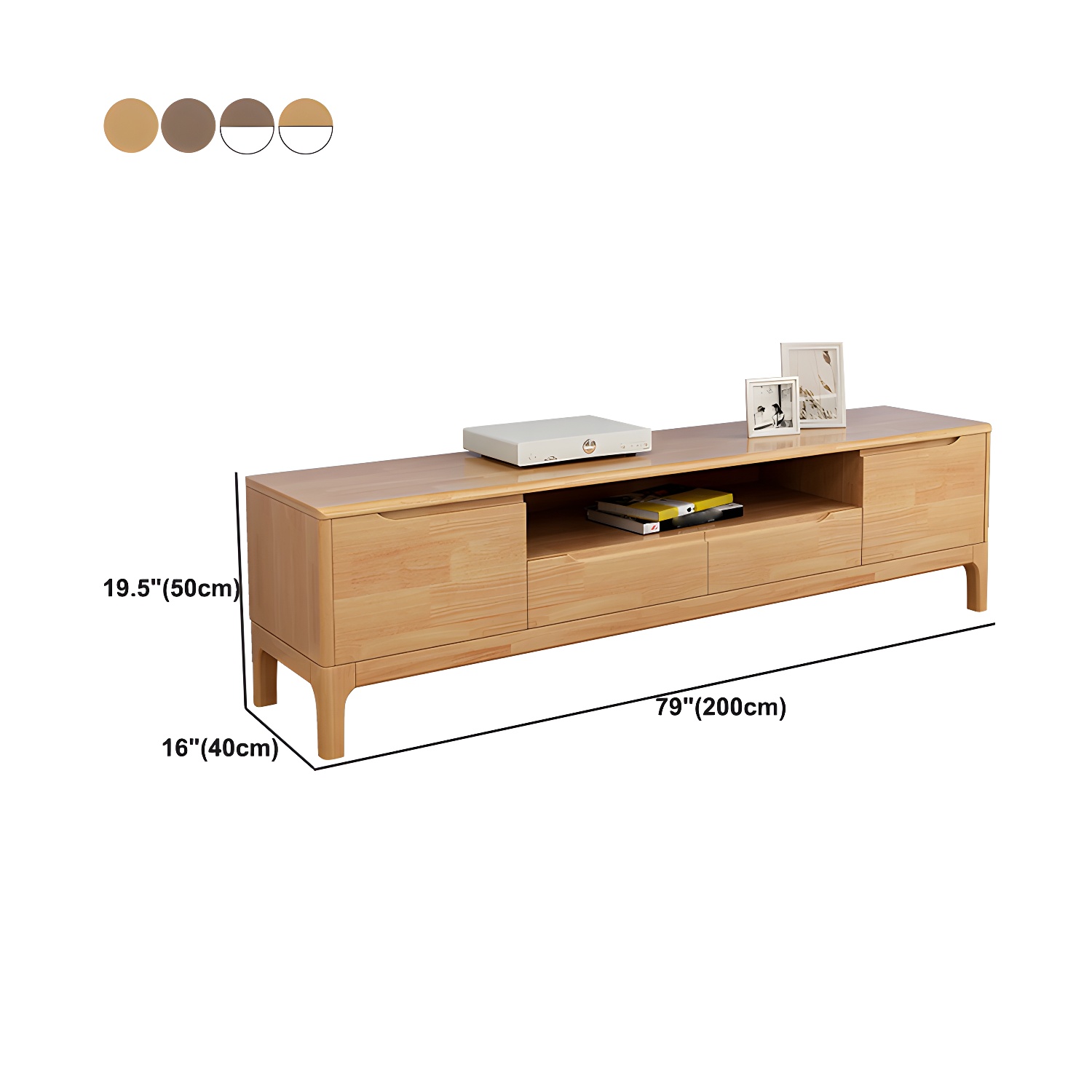 Modern Style Solid Wood TV Stand 19.69-inch Height TV Console with Drawers - image 14