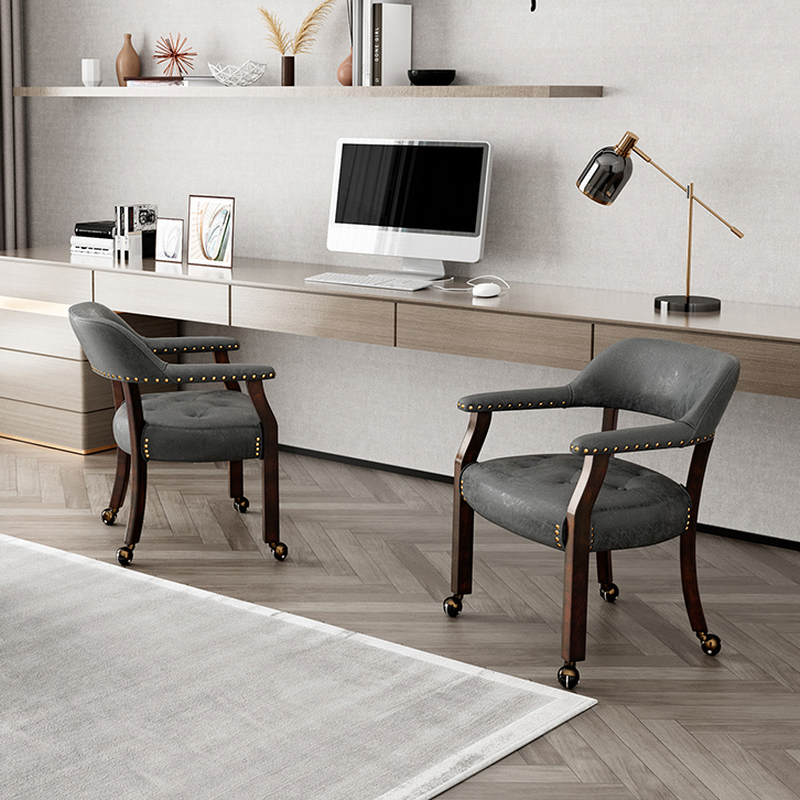 Sturdy Dining Room Arm Chair with Rollers, Decorative Nailhead, and Outlined Frame - image 12