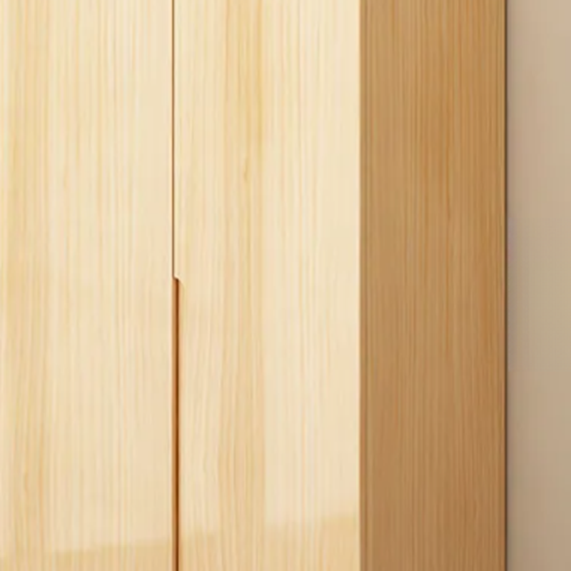 Contemporary Unfinished Natural Wood Cabinet Armoire with Interior Shelves and Hanging Rod