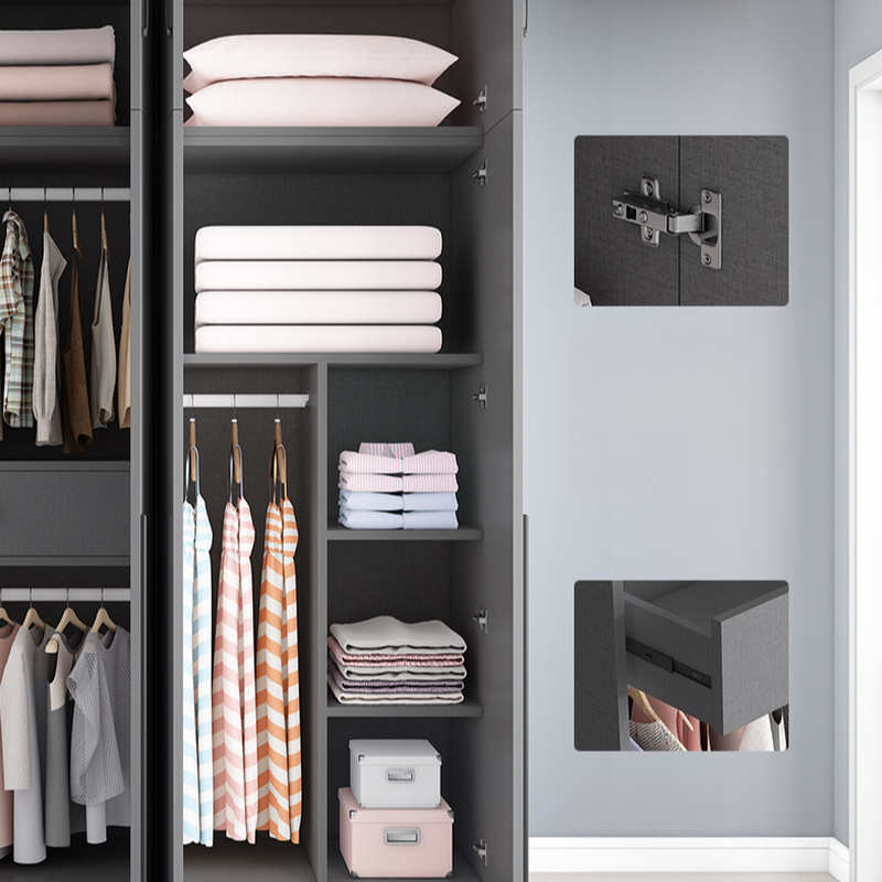 Trendy Dove Grey Wooden Wardrobe with Interior Shelves, Soft Close Door & Hanging Rod - image 19
