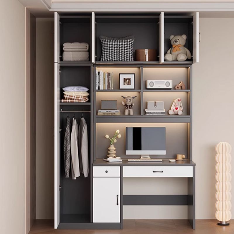 Art Deco Composite Wood Wardrobe Armoire with Flexible Shelf, Soft Close Drawer and Door, Clothing Rod Included - image 5