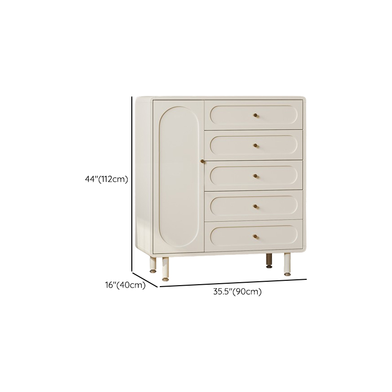 Chalk Modish Composite Wood Console Dresser with 5 Drawers and Hutch, 3 Interior Shelves, Horizontal - image 12