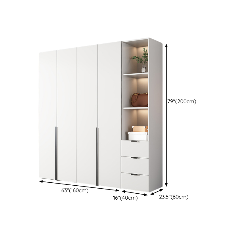 White Wood Wardrobe Armoire with Hinged Doors and Shelves Included - image 25