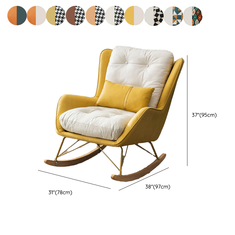 Contemporary Resistant To Dirt Upholstered Rocking Seat with Natural Wood & Metal Base and Recessed Arm - image 15
