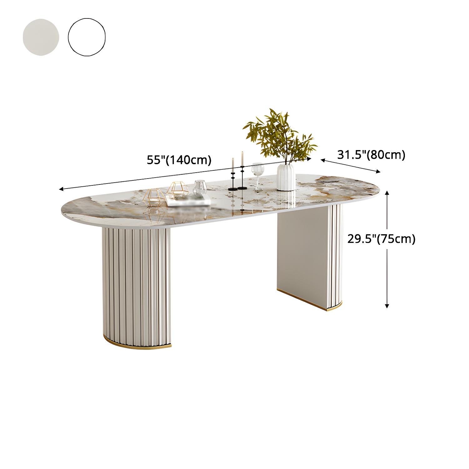 Glam 1/2/5/6/7 Pieces Dining Set Oval Sintered Stone Dining Table Set - image 11