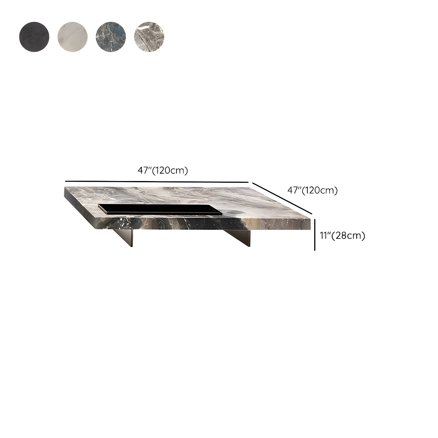 No Distressing Coffee Table Pedestal Faux Marble Square Cocktail Table - image 11