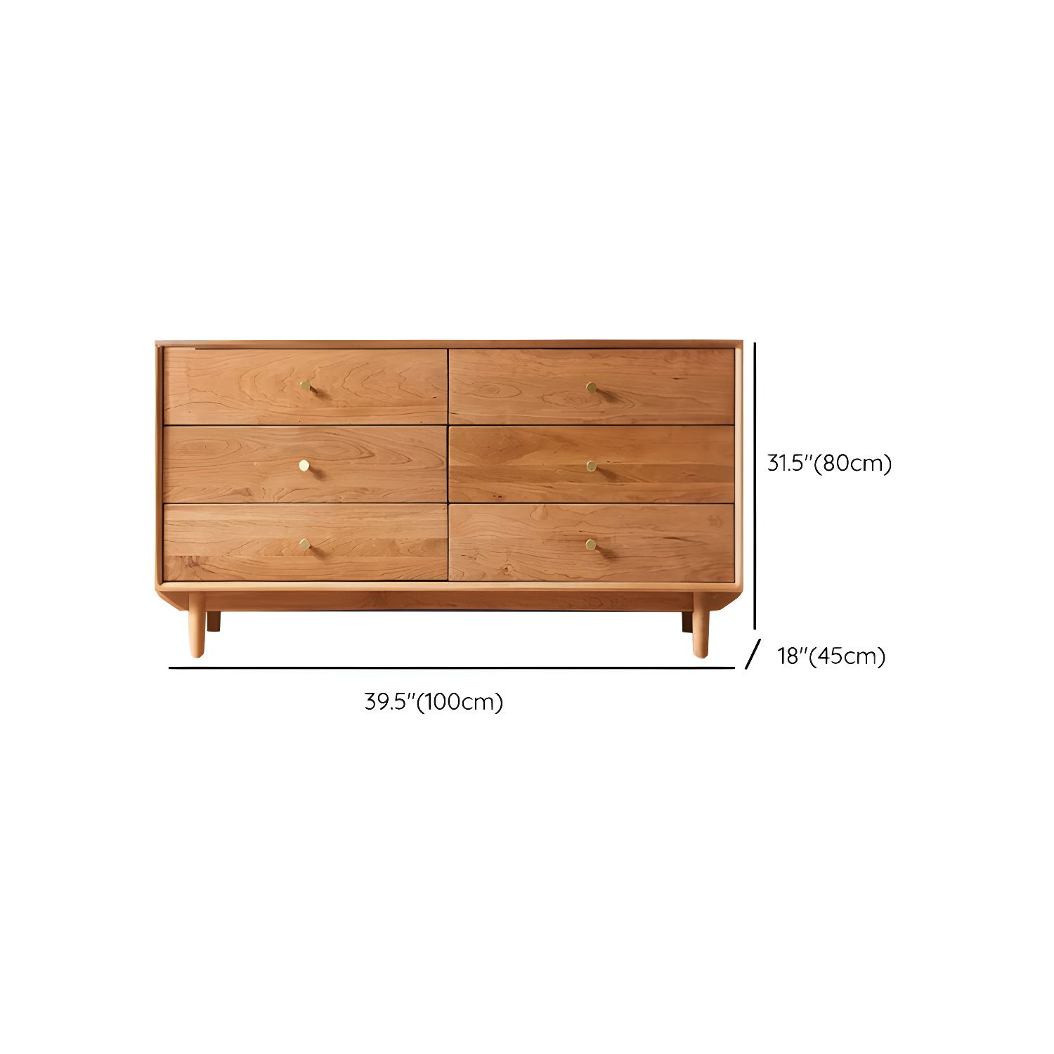 Modern Brown Wood Dresser with Drawers and Gold Metal Handles - image 14