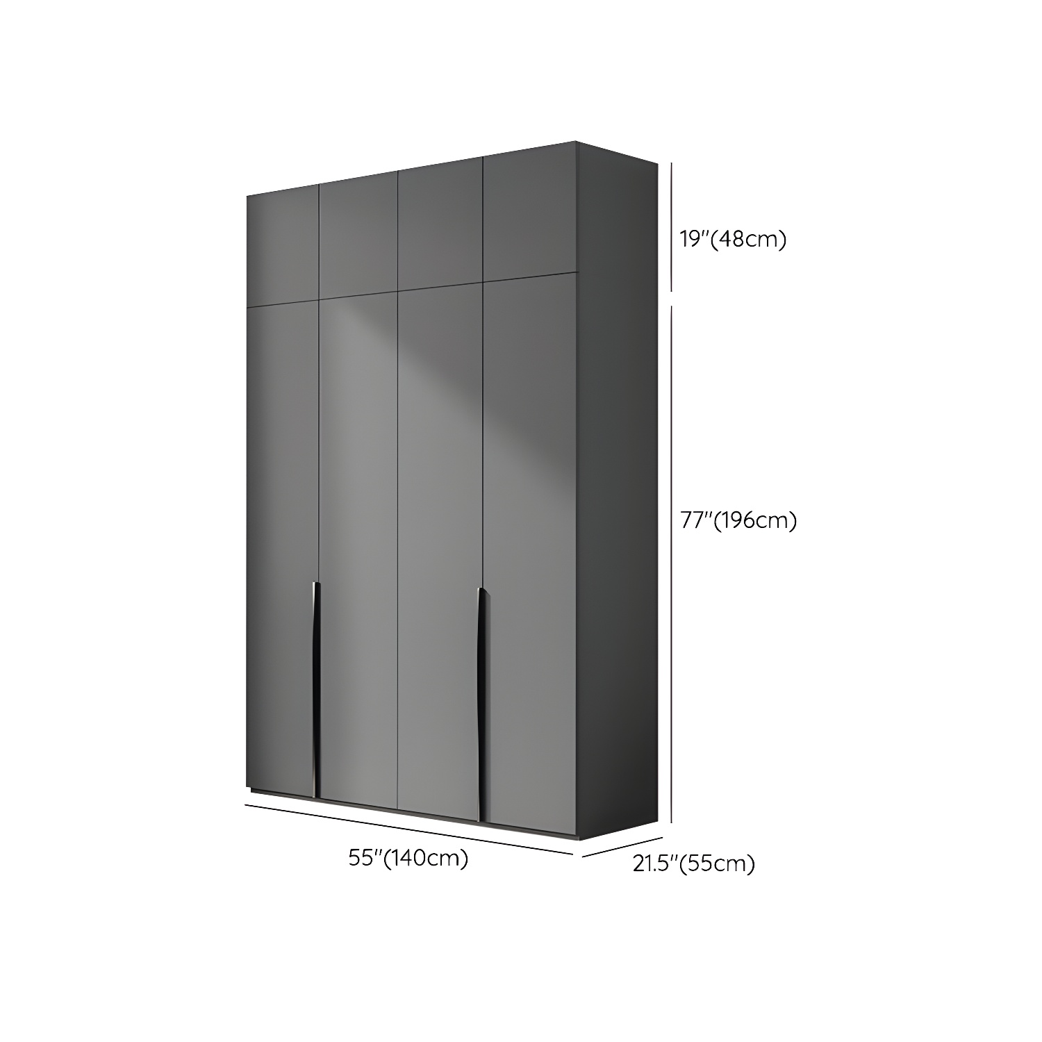 Contemporary Grey Storage Cabinet with Garment Rod Hinged Door Cabinet for Bedroom - image 26