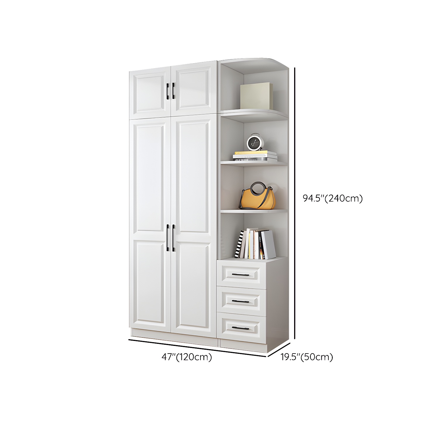 Modern White Wood Wardrobe Armoire with Shelves & Clothing Rod - Spacious and Stylish - image 31