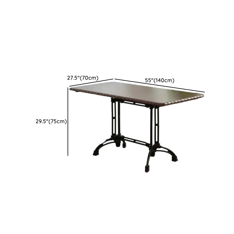 Industrial Natural Wood Finish Dining Table with a Rubber Solid Wood Tabletop and Metal Black Base - image 16