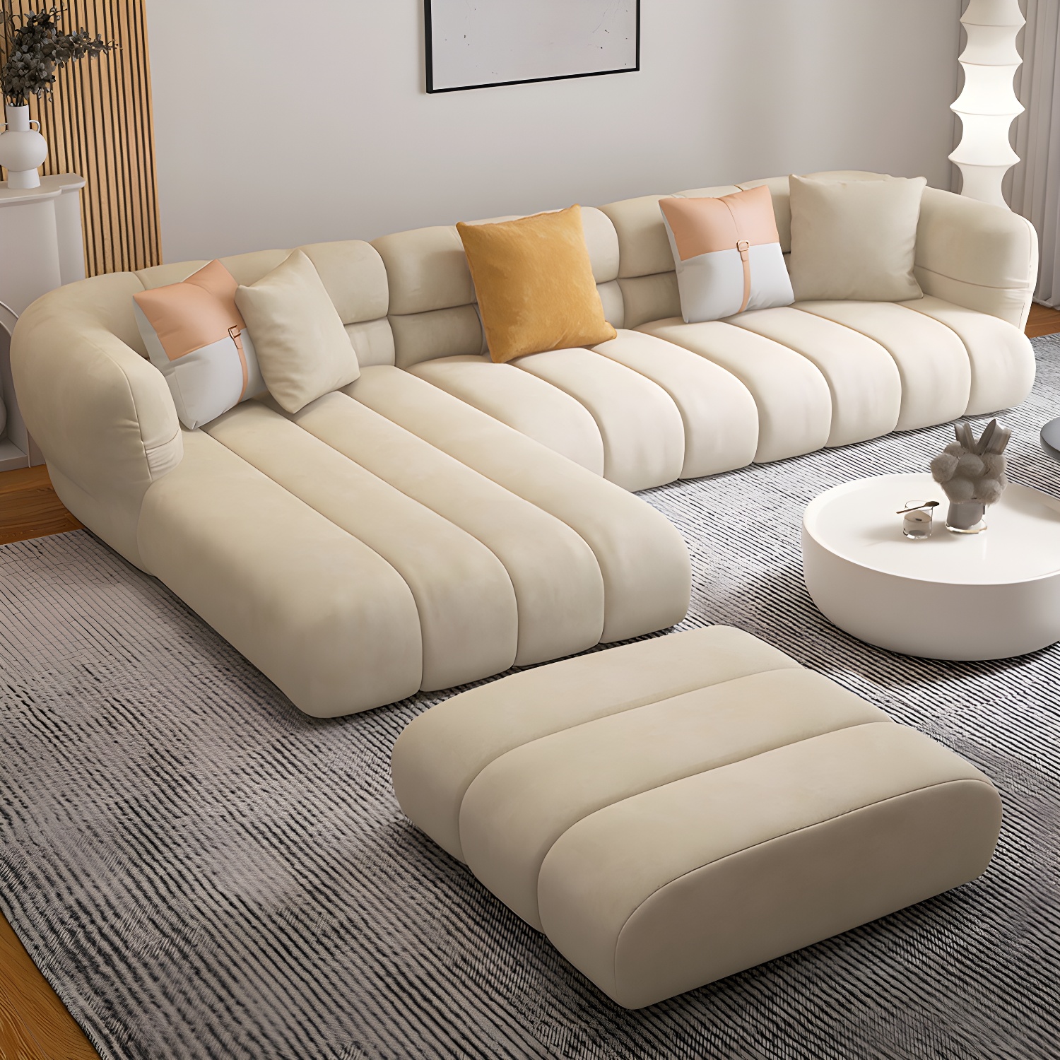 Stylish Beige L-Shape Sectional Sofa Chaise with Storage Included - image 11